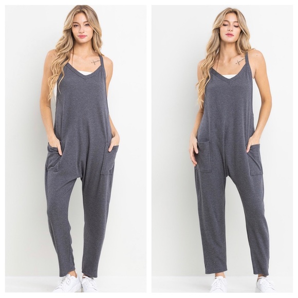 Fabulous Solid Harem Jumpsuits With Pockets - Picture 1 of 2